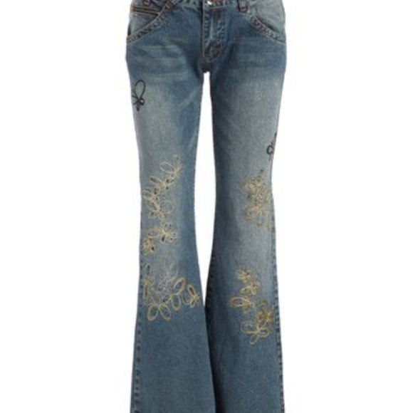 Y2K Embroidered Flare Jeans - Picture 3 of 3